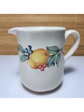 Vintage Pitcher Corelle Coordinates  Creamer Abundance Fruit Leaves Cream Colour